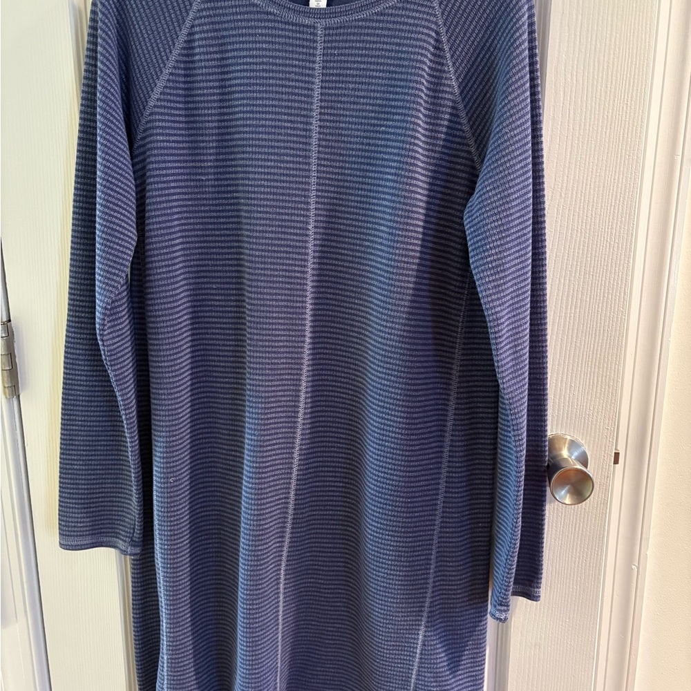 J. Jill Blue Stripe Knit Tunic Dress Size M Tall Relaxed Capsule Everyday Sporty - Picture 4 of 7